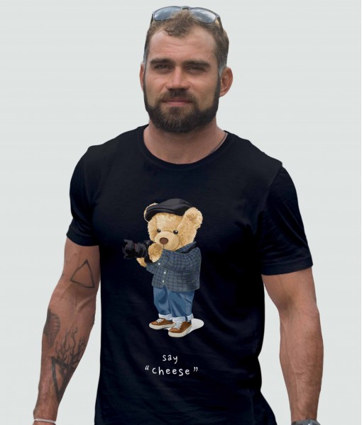 Мъжка тениска с щампа Мечета Say Cheese bear